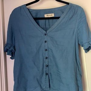 Madewell blue denim colored  blouse